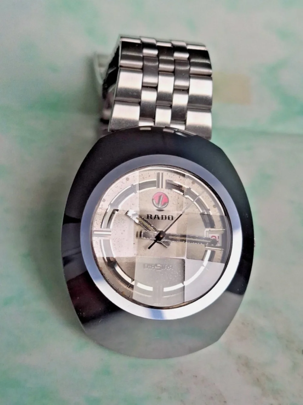 Rado Silver-Tone Watch with Red Accent